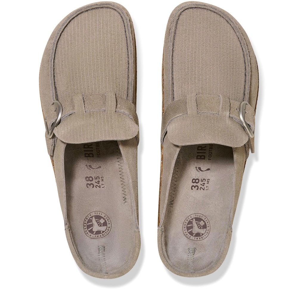 New Birkenstock Buckley embossed suede upper with suede foot bed mule 8-8.5